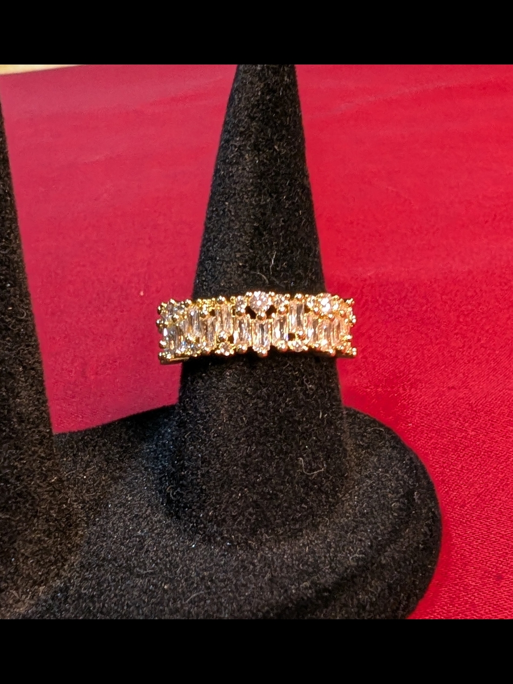 Lux! Gold Baguette Crystal Wide Band Ring